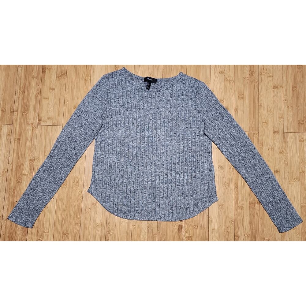 Forever 21 Marled Ribbed Knit Sweater Gray Women's 2X Plus Casual Long Sleeve